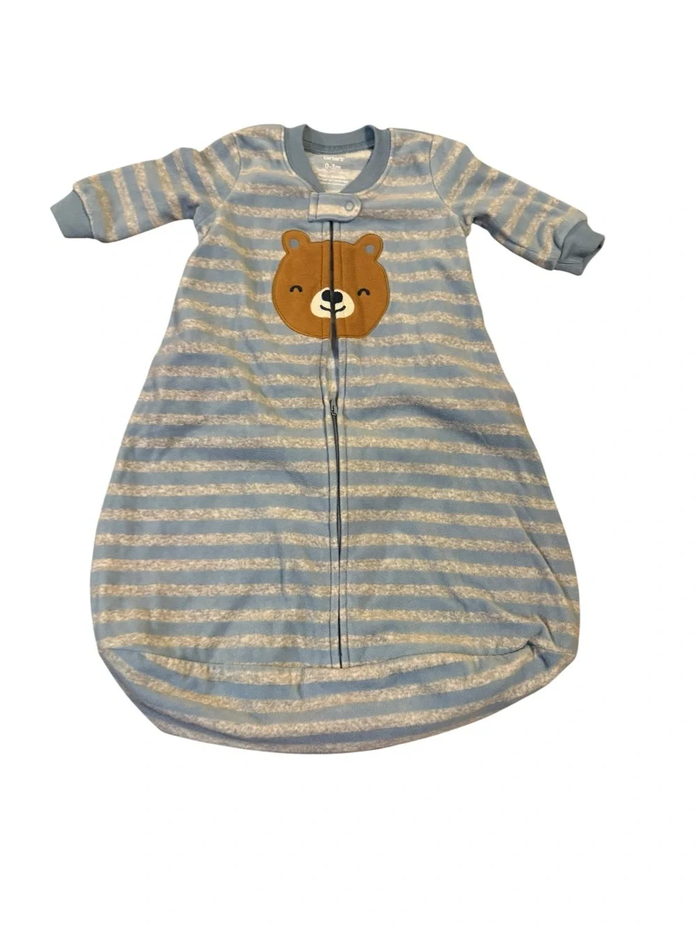 Carters Light Blue Striped Bear Sleep Sack - Cozy Nightwear